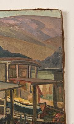 Early 20th Century Oil on Canvas Painting of Marin Houses by W F Rauschnabel - 3392476