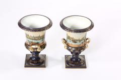 Early 20th Century Pair Porcelain Urns Campana Shaped Vases - 1593424