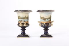 Early 20th Century Pair Porcelain Urns Campana Shaped Vases - 1593425