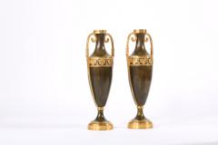 Early 20th Century Pair Tall Patinated Bronze Vases Pieces - 1593199