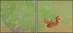 Early 20th Century Pair of Japanese Screens Deer under Maple Trees - 4617338