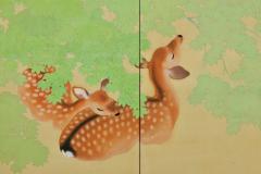 Early 20th Century Pair of Japanese Screens Deer under Maple Trees - 4617340