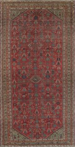 Early 20th Century Persian Feraghan Green Pink Red and White Handmade Rug - 2454241