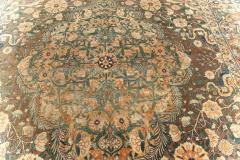 Early 20th Century Persian Kirman Bold Botanic Brown Green Yellow Wool Rug - 2453510