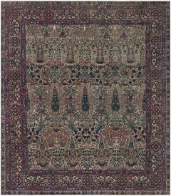 Early 20th Century Persian Kirman Wool Rug in Blue Brown Green Pink and Red - 2454287