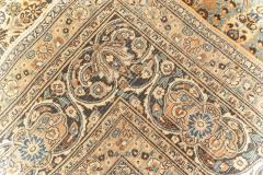 Early 20th Century Persian Meshad Rust Blue Walnut and Brown Handmade Wool Rug - 2453461