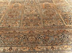 Early 20th Century Persian Meshad Rust Blue Walnut and Brown Handmade Wool Rug - 2453464