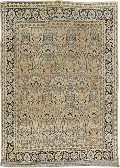 Early 20th Century Persian Meshad Warm Beige Background Hand Knotted Wool Rug - 2453577