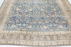 Early 20th Century Persian Tabriz Blue Brown Handmade Wool Carpet - 2446299