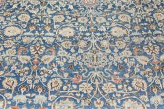 Early 20th Century Persian Tabriz Blue Brown Handmade Wool Carpet - 2446301