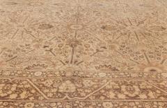 Early 20th Century Persian Tabriz Floral Beige Sepia Brown Handmade Wool Rug - 2454220