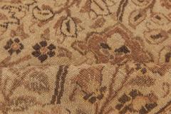 Early 20th Century Persian Tabriz Floral Beige Sepia Brown Handmade Wool Rug - 2454221