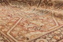 Early 20th Century Persian Tabriz Floral Beige Sepia Brown Handmade Wool Rug - 2454222