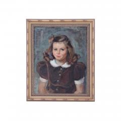 Early 20th Century Portrait Oil Painting of a Young Girl With Brown Dress - 3295875