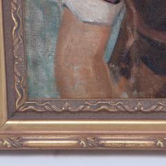 Early 20th Century Portrait Oil Painting of a Young Girl With Brown Dress - 3295877