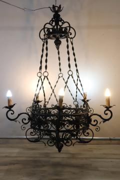 Early 20th Century Renaissance Style Large Iron Chandelier - 2983578