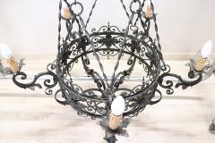 Early 20th Century Renaissance Style Large Iron Chandelier - 2983579