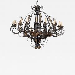 Early 20th Century Renaissance Style Large Wrought Iron Chandelier with 20 Bulbs - 2228964