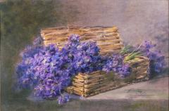 Early 20th Century Still Life of Violets in Basket Artist Unknown - 4701024