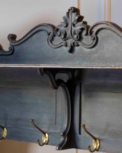 Early 20th Century Swedish Wall Mounted Coat Rack with Brass Hooks - 4473909