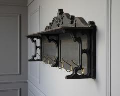 Early 20th Century Swedish Wall Mounted Coat Rack with Brass Hooks - 4473973