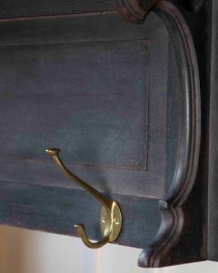 Early 20th Century Swedish Wall Mounted Coat Rack with Brass Hooks - 4473991