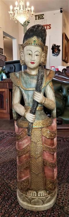 Early 20th Century Thai Goddess Polychrome Statue - 1710684