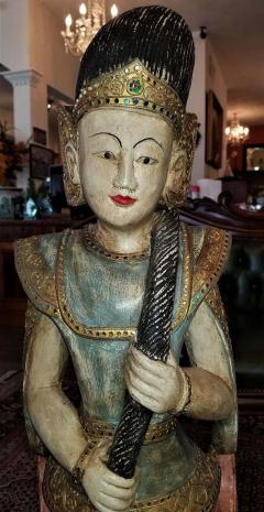 Early 20th Century Thai Goddess Polychrome Statue - 1710685