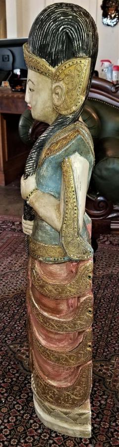 Early 20th Century Thai Goddess Polychrome Statue - 1710689