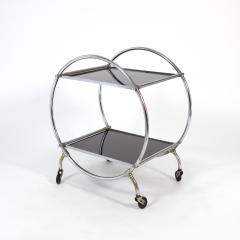 Early 20th Century Tubular Chrome and Ebony Glass Bar Cart circa 1930  - 3183265