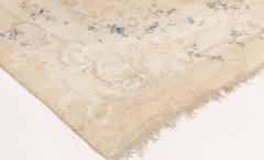 Early 20th Century Turkish Angora Oushak Floral Beige Ivory Handmade Mohair Rug - 2456674