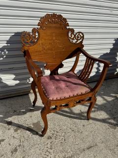 Early 20th Century Upholstered Walnut Savonorola Chair - 4383308