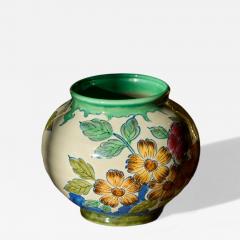 Early 20th Century Vase with Flower Decor Gouda Holland - 4396885