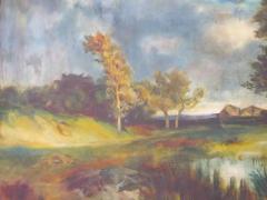 Early 20th Century Wood Framed Oil Board Decorative Painting - 2824072