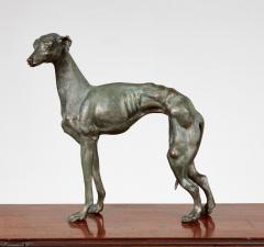Early 20th c Patinated Solid Bronze Sculpture of a Lean Italian Greyhound - 4513010