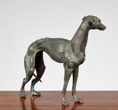 Early 20th c Patinated Solid Bronze Sculpture of a Lean Italian Greyhound - 4513012