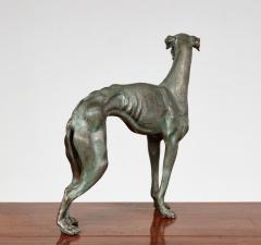 Early 20th c Patinated Solid Bronze Sculpture of a Lean Italian Greyhound - 4513015
