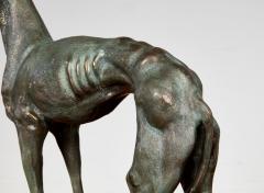 Early 20th c Patinated Solid Bronze Sculpture of a Lean Italian Greyhound - 4513016