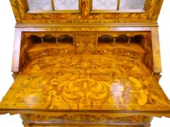 Early 20th century Dutch Marquetry Trumeau Library Cabinet with Drop Front Desk - 4552978