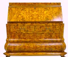 Early 20th century Dutch Marquetry Trumeau Library Cabinet with Drop Front Desk - 4552981