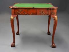 Early 20thC red lacquered Chinoiserie card or games table in the 18thC style - 4756915