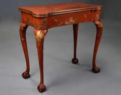 Early 20thC red lacquered Chinoiserie card or games table in the 18thC style - 4756918
