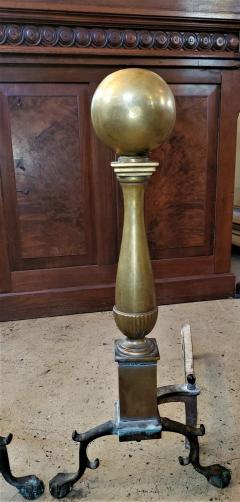 Early American Canonball Brass Andirons - 1875945