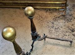 Early American Canonball Brass Andirons - 1875949