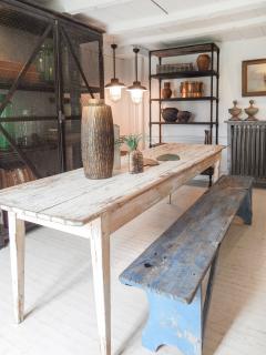 Early Bench With Blue Paint - 3259895