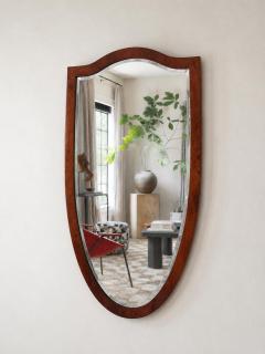 Early Biedermeier Large Antique Pearwood Shield Wall Mirror Vienna 1820s - 4662486