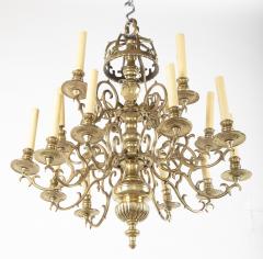 Early Brass 14 Arm Two Tier Chandelier with Original Reflectors - 2104340