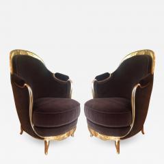 Early French Art Deco Astounding Pair of Gold Leaf Armchairs - 475532