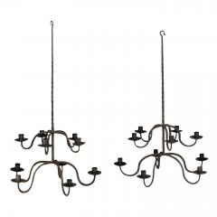 Early French Two Tier Forged Iron Chandelier - 2742936