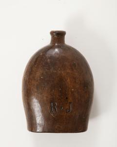 Early French Wooden Flask France c 1750 Inititaled - 2938007